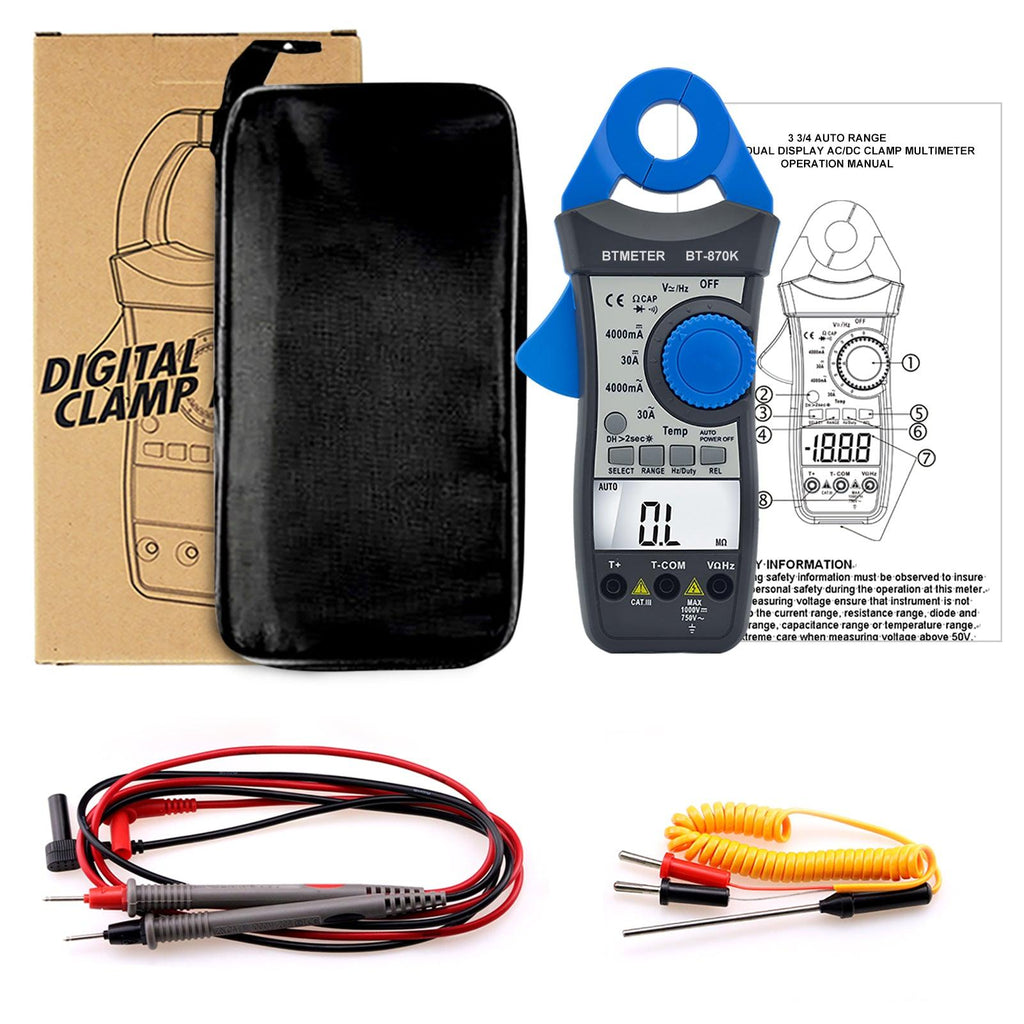 BTMETER BT - 870K Clamp Multimeter, DC AC Digital Voltage Current Meter, Auto Electric DMM Tester Avometer - btmeter - store