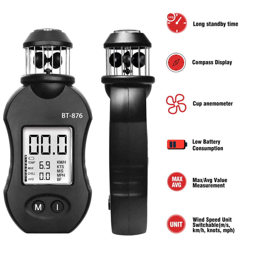 BTMETER BT - 876 Windspeed Tester HVAC Velometer Measure Air Flow Speed Velocity - btmeter - store