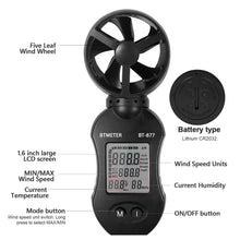 Load image into Gallery viewer, BTMETER BT - 877 Handheld Anemometer Digital Wind Speed Meter for HVAC Outdoor Sailing Shooting Golf - btmeter - store