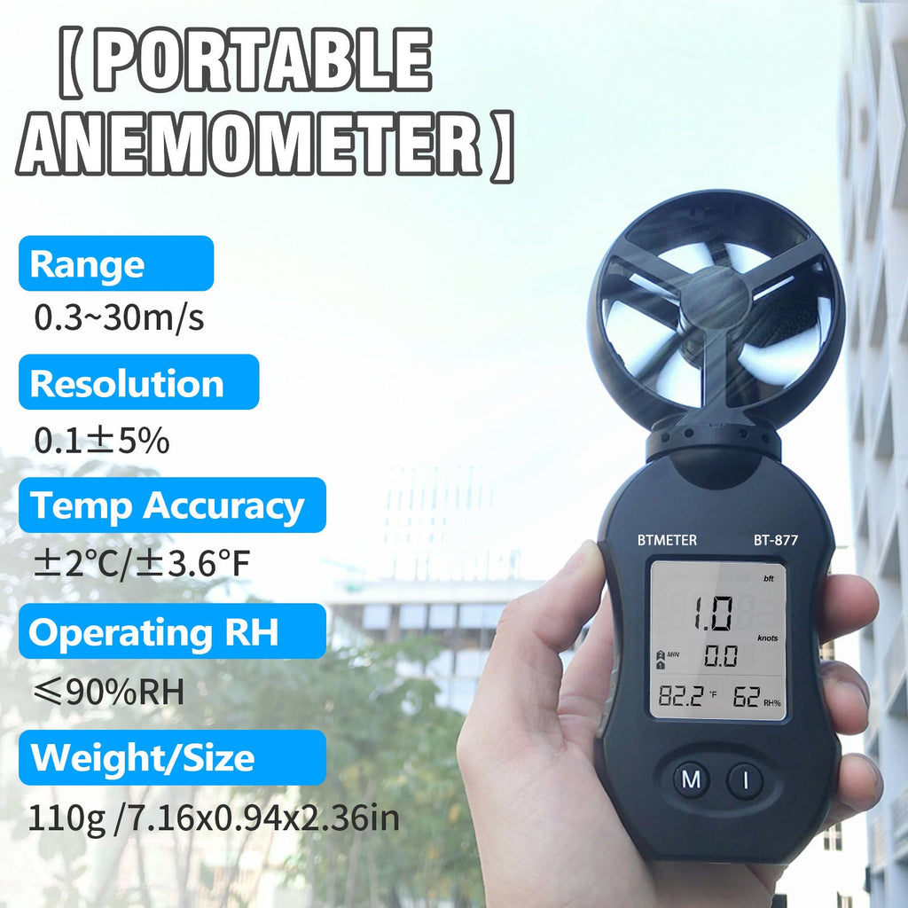 BTMETER BT - 877 Handheld Anemometer Digital Wind Speed Meter for HVAC Outdoor Sailing Shooting Golf - btmeter - store