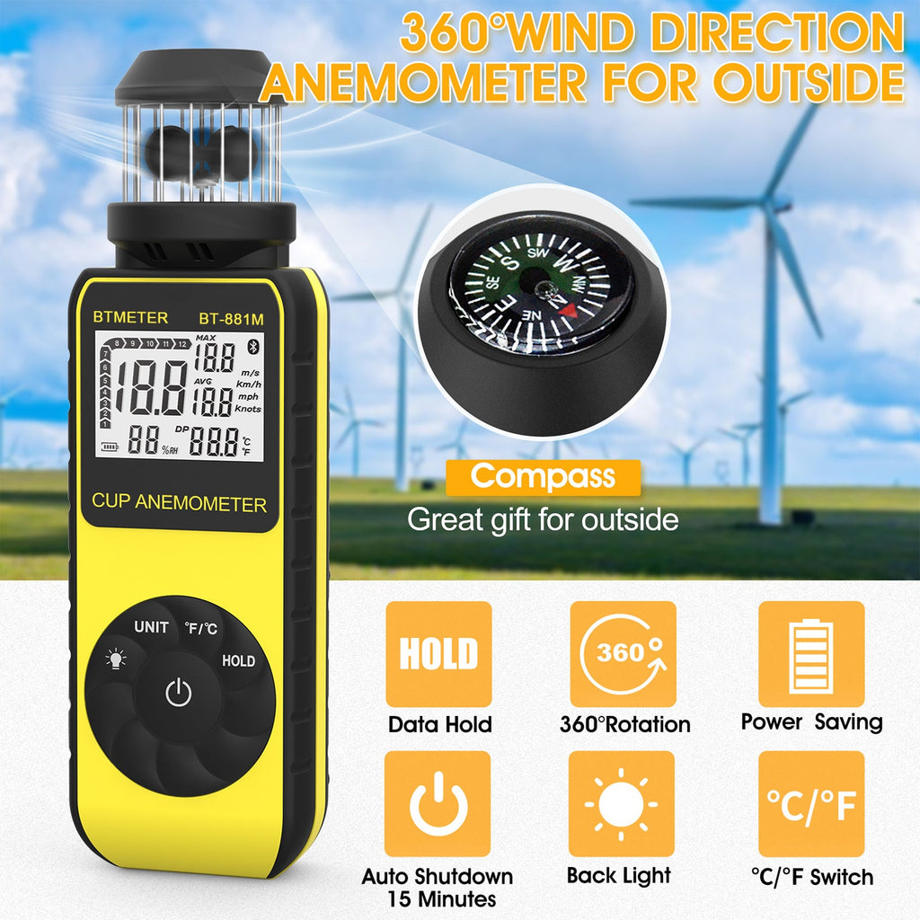 BTMETER BT - 881M Digital Anemometer Handheld Wind Speed Meter - btmeter - store