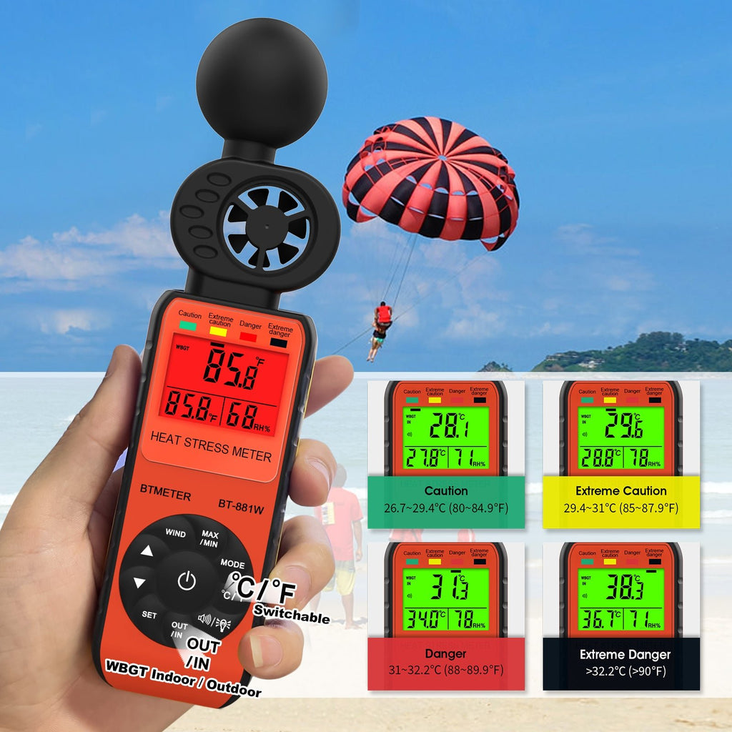 BTMETER BT - 881W Anemometer Handheld & Heat Stress WBGT Meter - btmeter - store