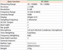 画像をギャラリービューアに読み込む, BTMETER BT - 882A Digital Sound Level Meter LCD Noise Measuring Instrument for 30~130 dB - btmeter - store