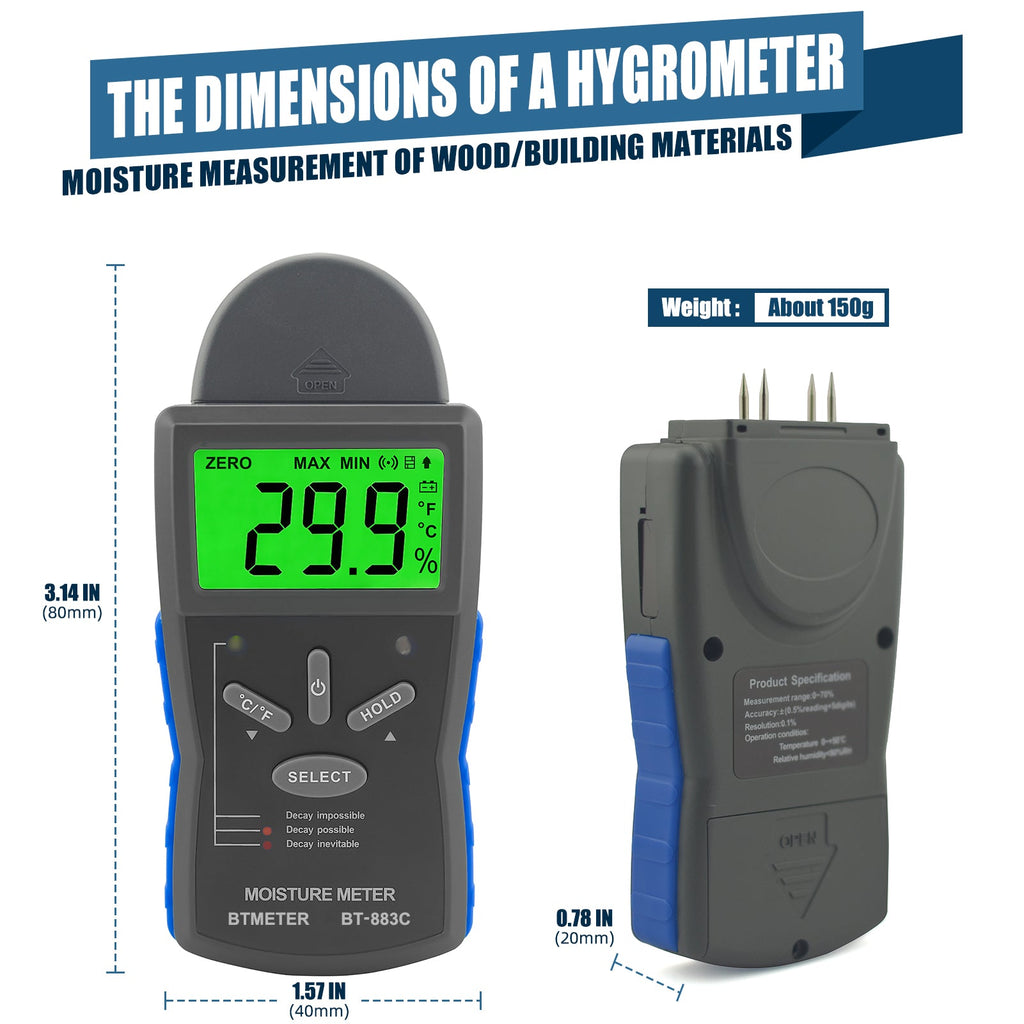 BTMETER BT - 883C Humidity Meter Moisture Meter LCD Digital Humidity Tester - btmeter - store