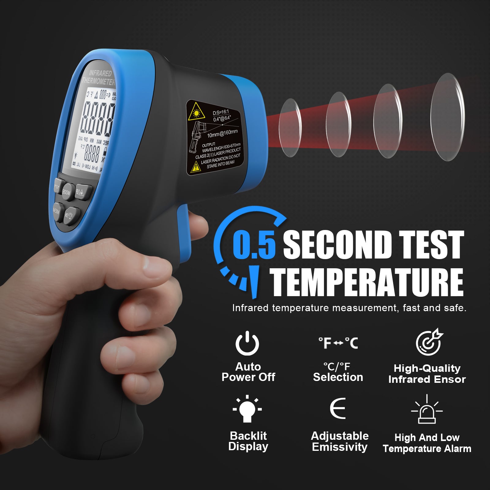 Infrared Thermometer Meter, Thermal Laser Gun, Temperature Gun