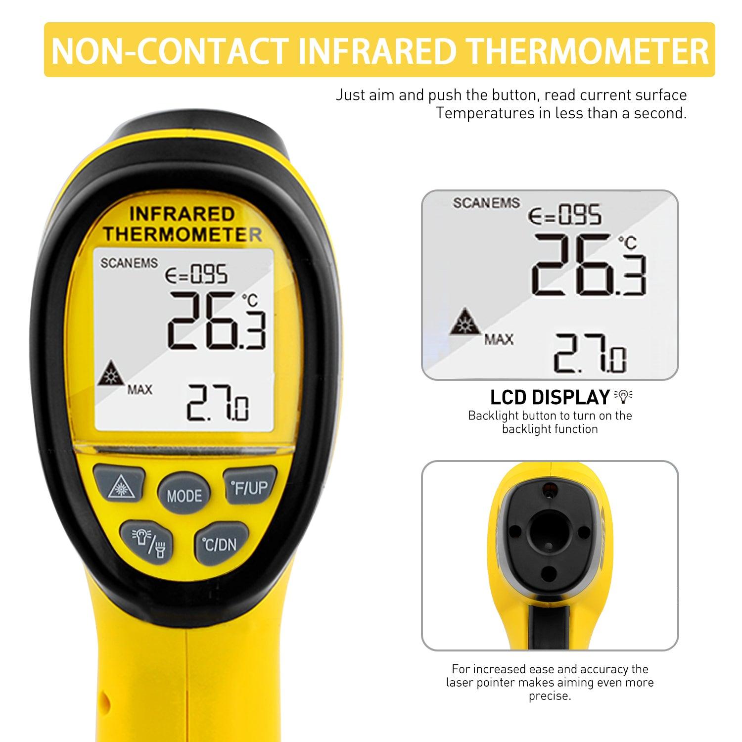 Digital LCD Display Non-contact Infrared Thermometer, C/F Reading