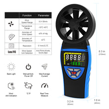 Cargar imagen en el visor de la galería, BTMETER BT-8805 NEW Digital Vane Anemometer with Color Screen Wind Speed Range 0.3~30m/s - btmeter-store