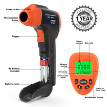 이미지를 갤러리 뷰어에 로드 , BTMETER BT-980G High Non-Contact Digital Infrared Thermometer, IR Laser Temp Gun 58℉-1292℉(NOT for Human Temp) - btmeter-store