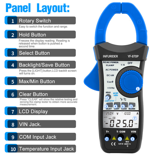 HP-7200-APP Digital Clamp Multimeter AC DC AMP Volt NCV Tester